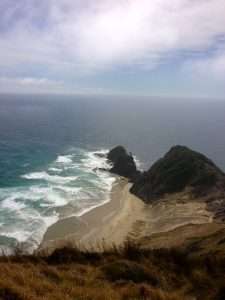 Te Rerenga Wairua--The Leaping-Off Place of the Spirits (Cape Reinga). Where the Tasman Sea meets the Pacific, and a Maori's soul departs this life after death.
